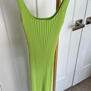 Green Ribbed Midi Dress